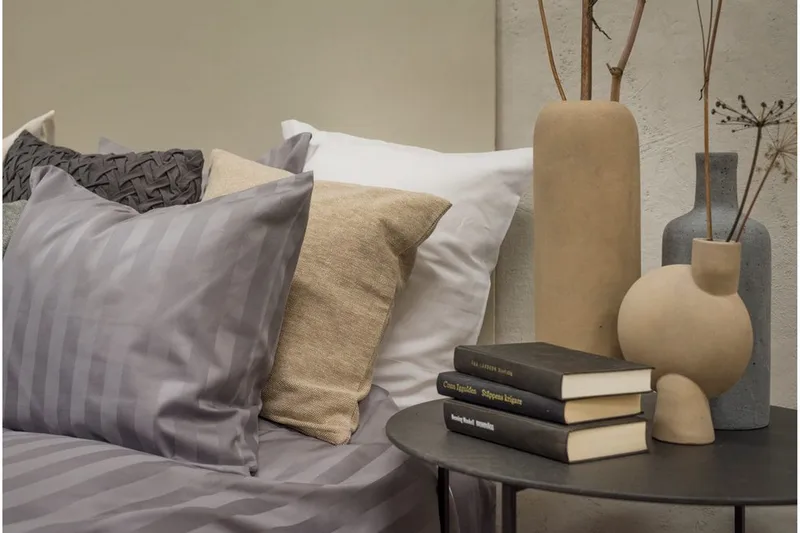 Påslakanset Dubbelsäng 3-Dels Satin - Ljusgrå - Textilier & mattor - Sängkläder - Bäddset & påslakanset