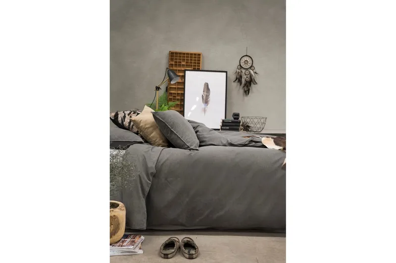 Påslakanset Dubbelsäng 3-Dels Washed - Grå - Textilier & mattor - Sängkläder - Bäddset & påslakanset