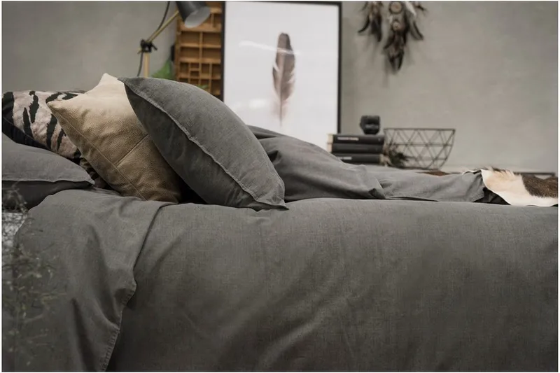 Påslakanset Dubbelsäng 3-Dels Washed - Grå - Textilier & mattor - Sängkläder - Bäddset & påslakanset