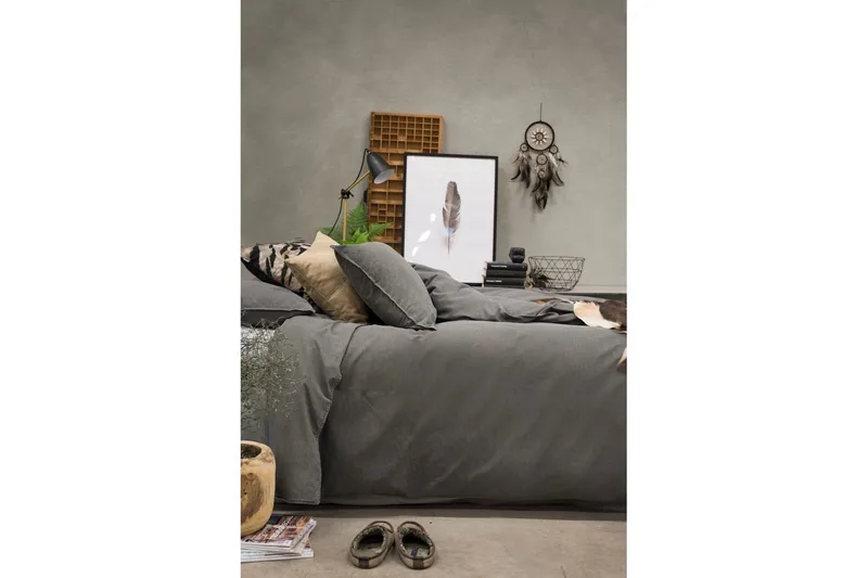 Påslakanset Dubbelsäng 3-Dels Washed - Grå - Textilier & mattor - Sängkläder - Bäddset & påslakanset