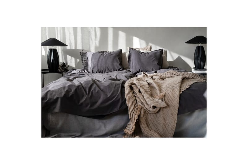 Påslakanset Dubbelsäng 3-Dels Percale - Grå - Textilier & mattor - Sängkläder - Bäddset & påslakanset