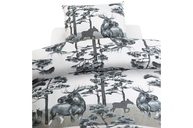 Påslakanset Enkelsäng 2-Dels Älg Grå, Borganäs of Sweden