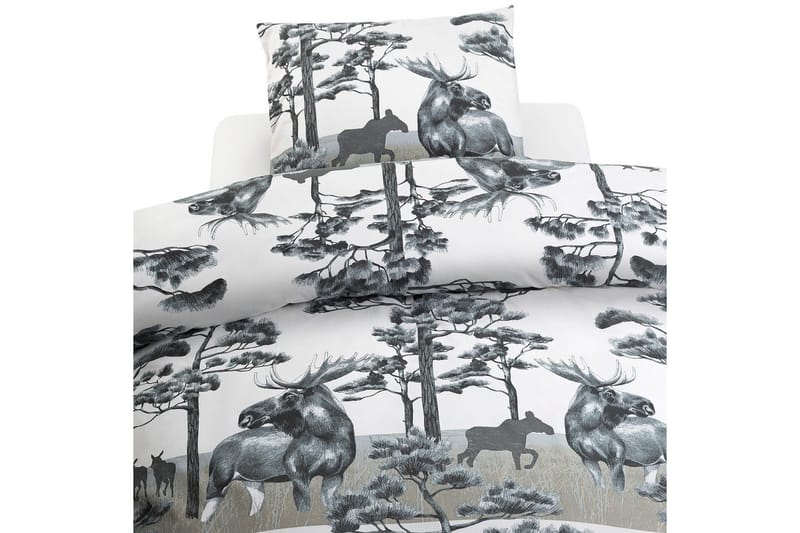 Påslakanset Enkelsäng 2-Dels Älg Grå