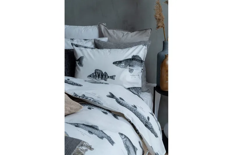 Påslakanset Enkelsäng 2-Dels Fiske Vit - Franzén - Textilier & mattor - Sängkläder - Bäddset & påslakanset