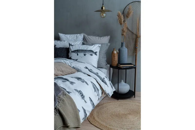 Påslakanset Enkelsäng 2-Dels Fiske Vit - Franzén - Textilier & mattor - Sängkläder - Bäddset & påslakanset