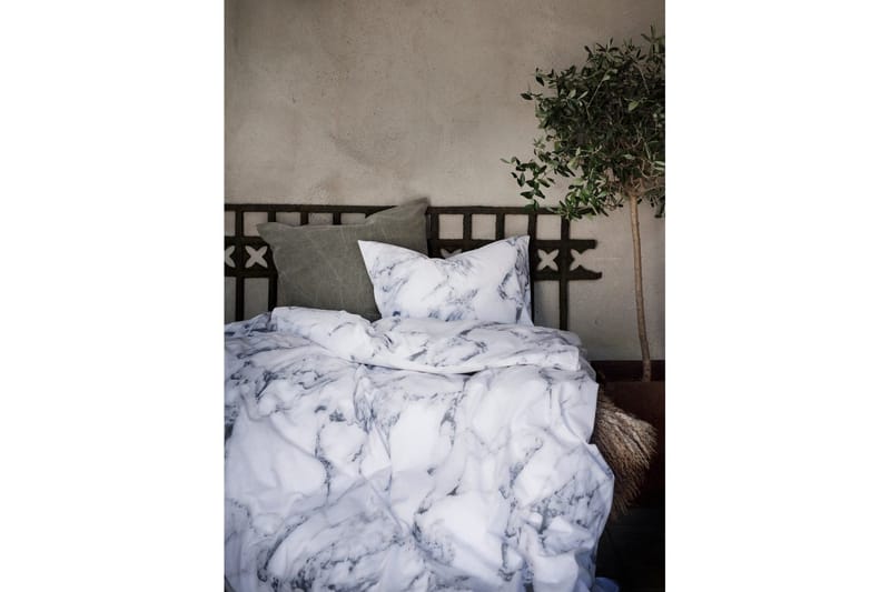 Påslakanset Enkelsäng 2-Dels Marmor Vit - Textilier & mattor - Sängkläder - Bäddset & påslakanset
