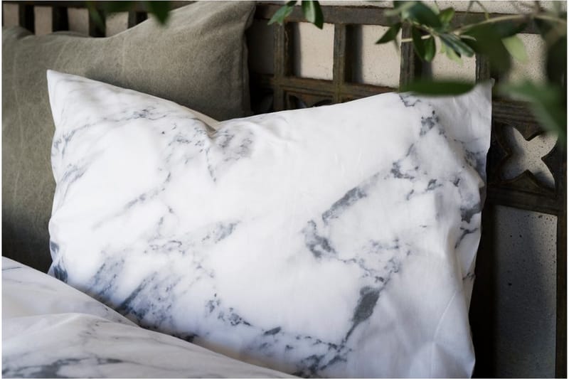 Påslakanset Enkelsäng 2-Dels Marmor Vit - Textilier & mattor - Sängkläder - Bäddset & påslakanset