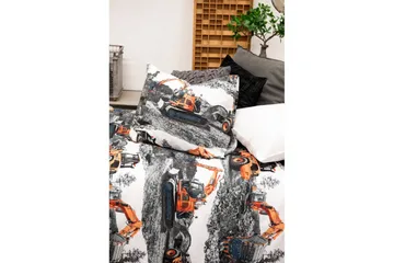 Påslakanset Enkelsäng 2-Dels Maskiner Orange - Franzén - Textilier & mattor - Sängkläder - Bäddset & påslakanset