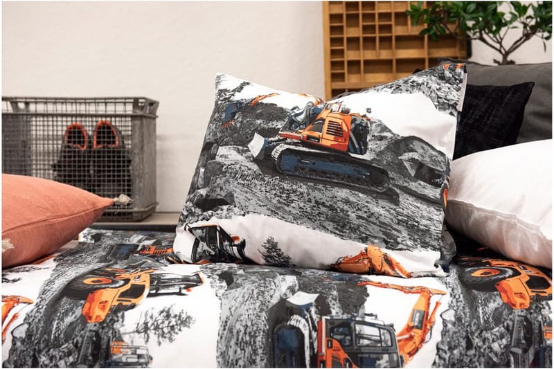 Påslakanset Enkelsäng 2-Dels Maskiner Orange - Franzén - Textilier & mattor - Sängkläder - Bäddset & påslakanset