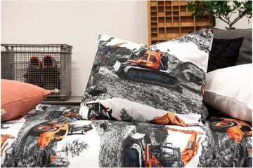 Påslakanset Enkelsäng 2-Dels Maskiner Orange - Franzén - Textilier & mattor - Sängkläder - Bäddset & påslakanset