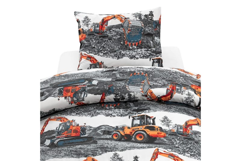 Påslakanset Enkelsäng 2-Dels Maskiner Orange