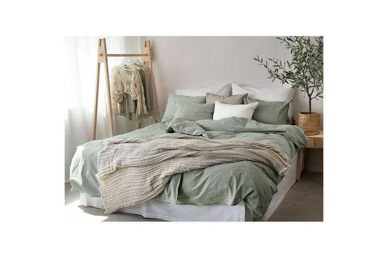 Påslakanset Enkelsäng 2-Dels Washed - Grön - Textilier & mattor - Sängkläder - Bäddset & påslakanset