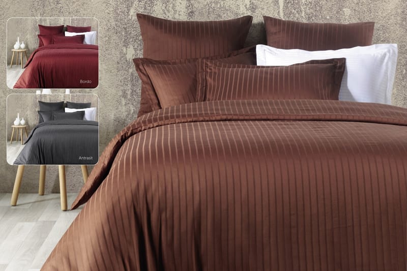 PRIMACASA BY TÜRKIZ Bäddset Dubbelt 6-dels Satin Brun - Textilier & mattor - Sängkläder - Bäddset & påslakanset