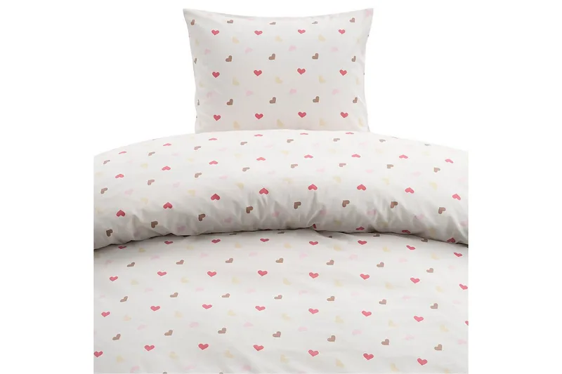 Påslakanset Enkelsäng 2-Dels Hjärtrud, Beige