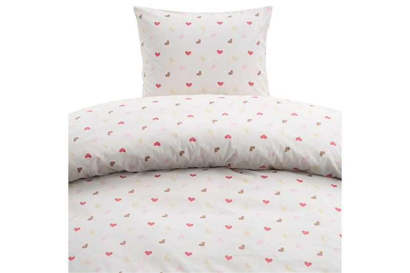 Påslakanset Enkelsäng 2-Dels Hjärtrud, Beige