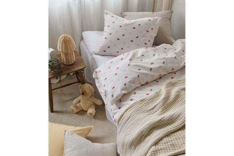 Påslakanset Enkelsäng 2-Dels Hjärtrud - Beige - Textilier & mattor - Sängkläder - Bäddset & påslakanset - Bäddset dubbelsäng