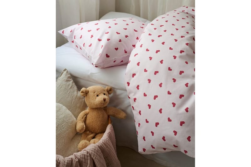 Påslakanset Enkelsäng 2-Dels Hjärtrud - Rosa - Textilier & mattor - Sängkläder - Bäddset & påslakanset - Bäddset dubbelsäng