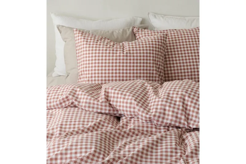 Påslakanset Enkelsäng 2-Dels Märta Ruta - Brun - Textilier & mattor - Sängkläder - Täcke