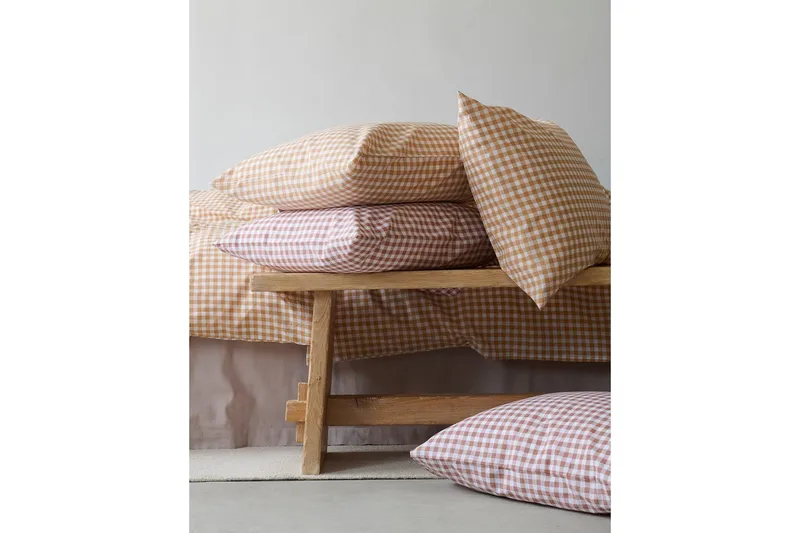 Påslakanset Enkelsäng 2-Dels Märta Ruta - Brun - Textilier & mattor - Sängkläder - Täcke