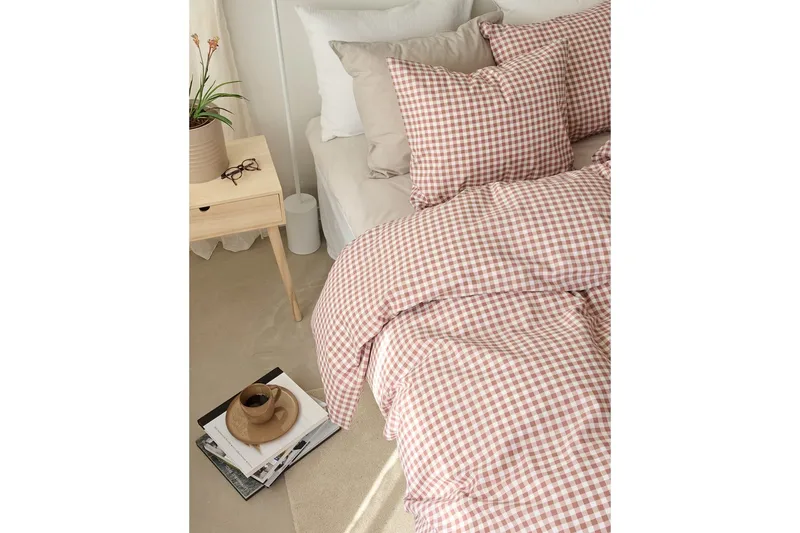 Påslakanset Enkelsäng 2-Dels Märta Ruta - Brun - Textilier & mattor - Sängkläder - Täcke