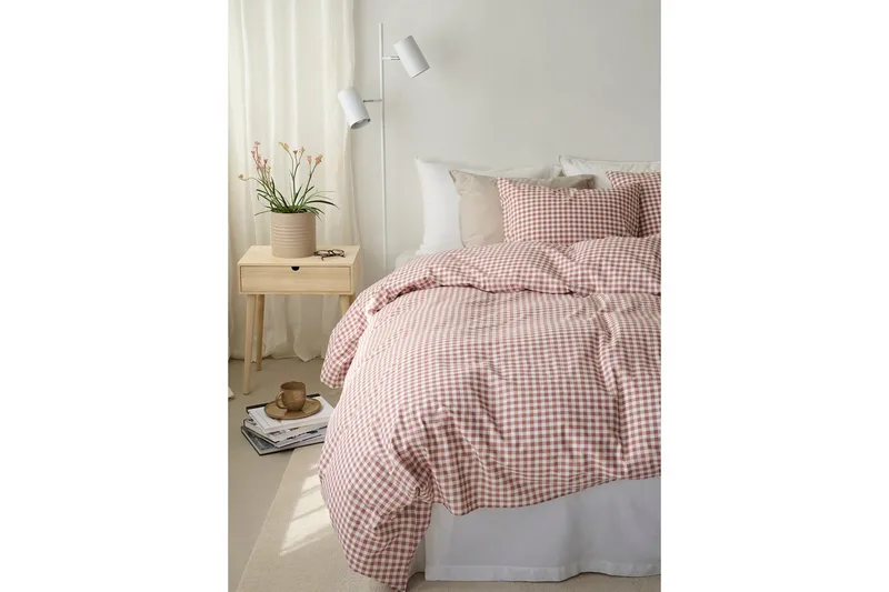 Påslakanset Enkelsäng 2-Dels Märta Ruta - Brun - Textilier & mattor - Sängkläder - Täcke
