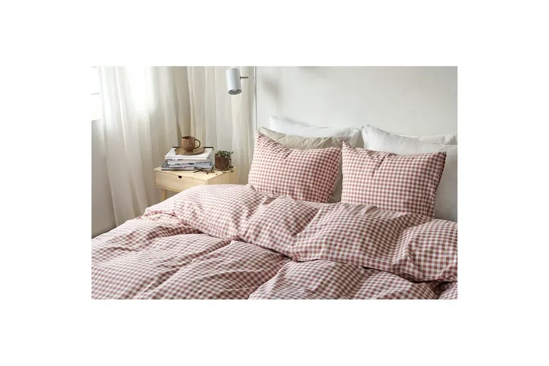 Påslakanset Enkelsäng 2-Dels Märta Ruta - Brun - Textilier & mattor - Sängkläder - Täcke