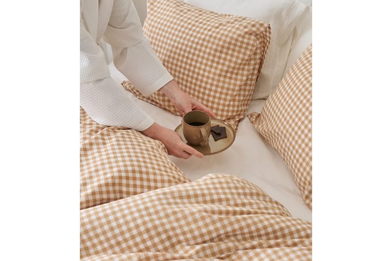 Påslakanset Enkelsäng 2-Dels Märta Ruta - Gul - Textilier & mattor - Sängkläder - Täcke