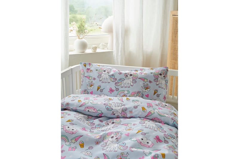 Påslakanset till Spjälsäng 2-Dels Enhörning Blå - Textilier & mattor - Sängkläder - Täcke