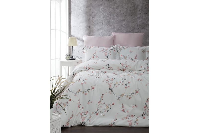 Türkiz Bäddset Dubbelt 4-dels Ranforce, Vit/Rosa