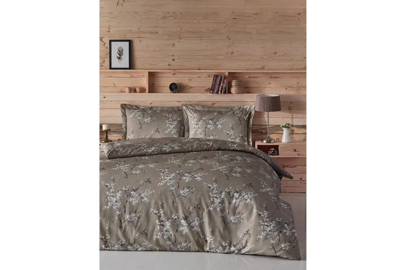 TÜRKIZ Bäddset Dubbelt 4-dels Ranforce Brun/Vit