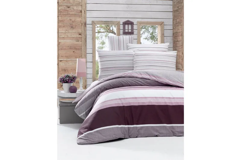 Victoria Bäddset Dubbelt 4-dels Ranforce, Vit/Lila