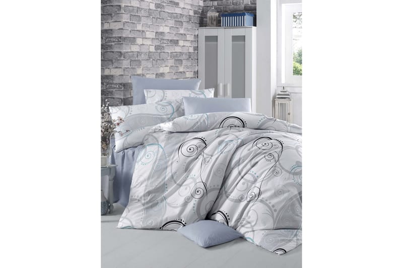 Victoria Bäddset Enkelt 3-dels Ranforce, Vit/Grå/Svart