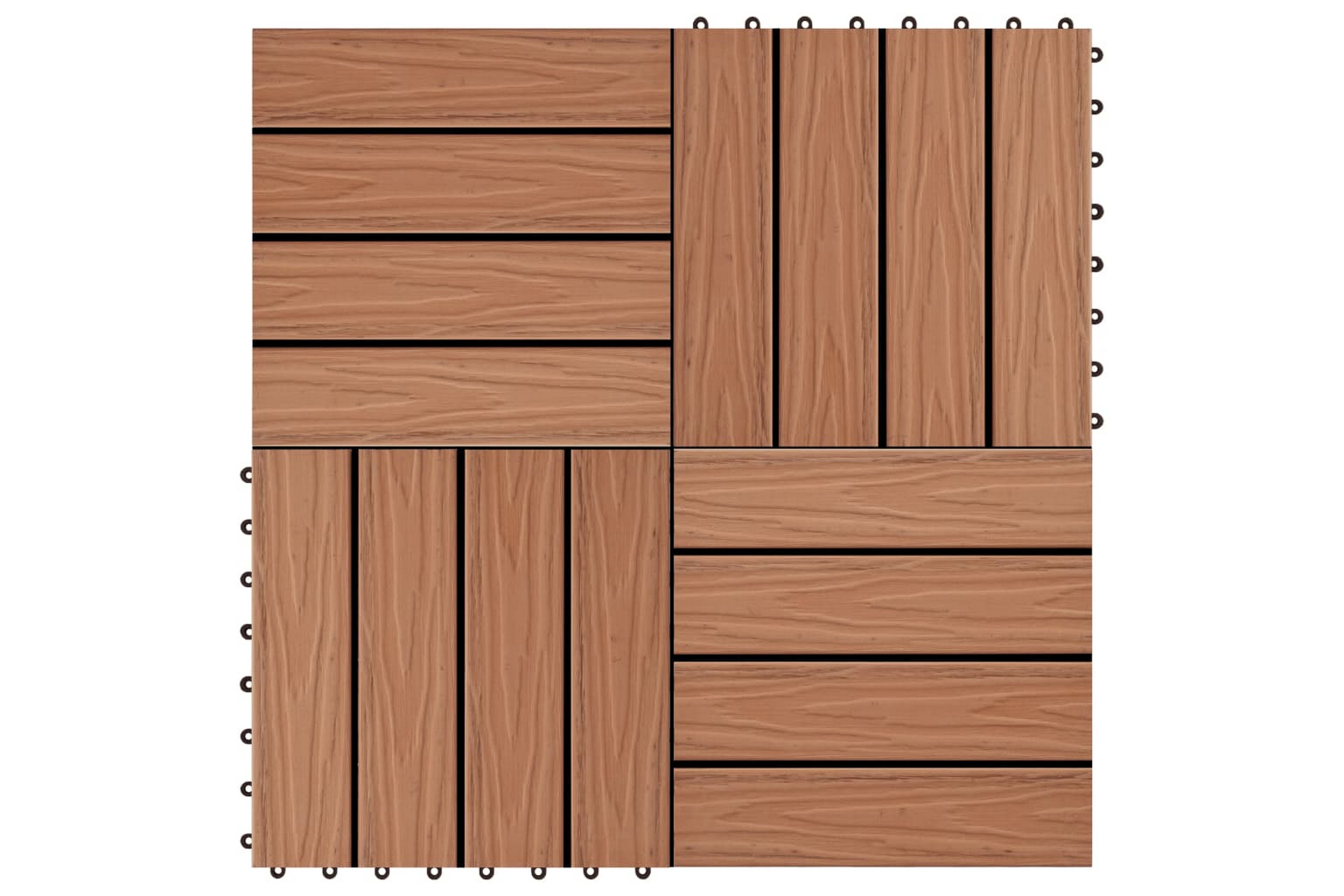 Trall 11 st djupt mönster WPC 30×30 cm 1 kvm ljusbrun – Brun