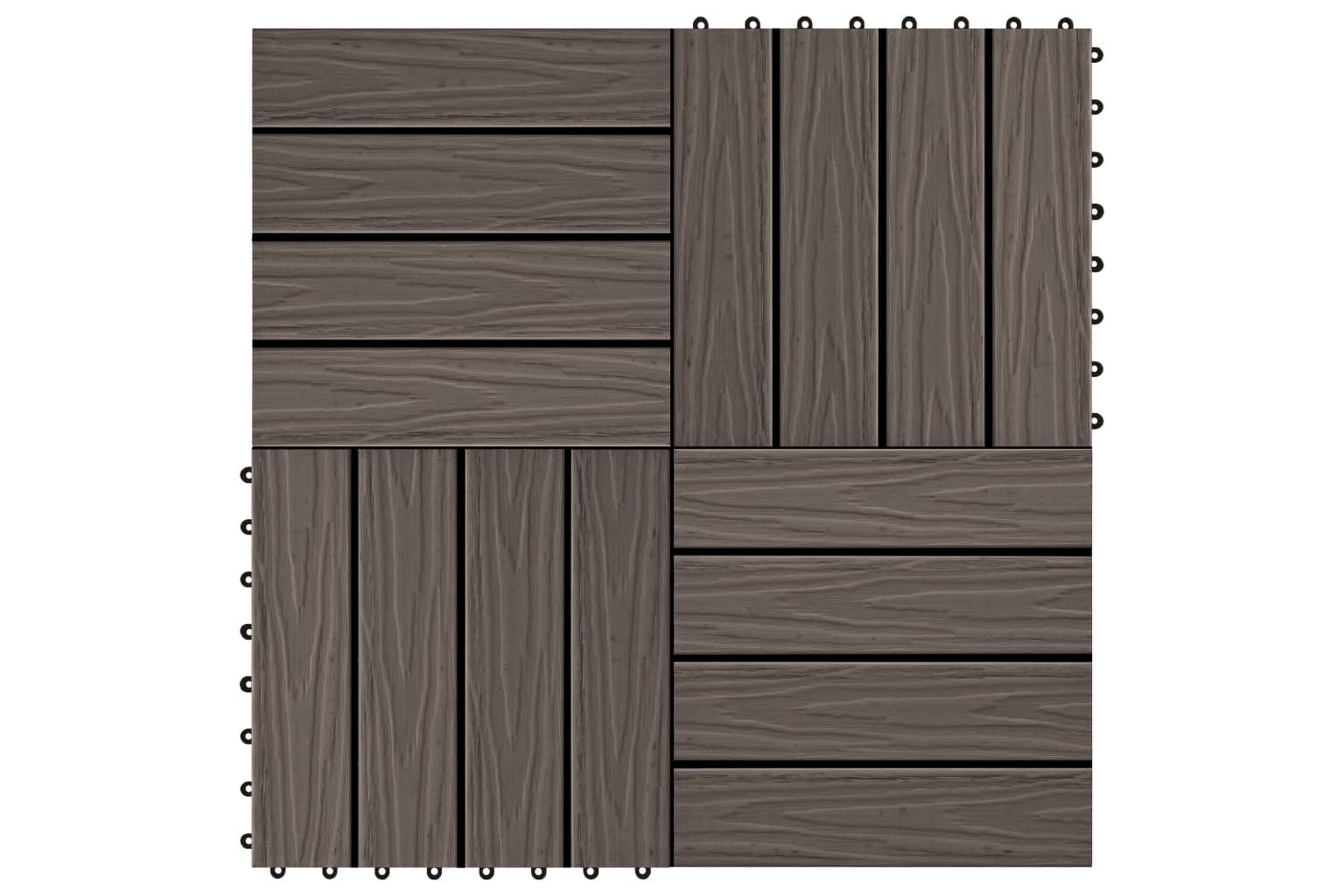 Trall 11 st djupt mönster WPC 30×30 cm 1 kvm mörkbrun – Brun