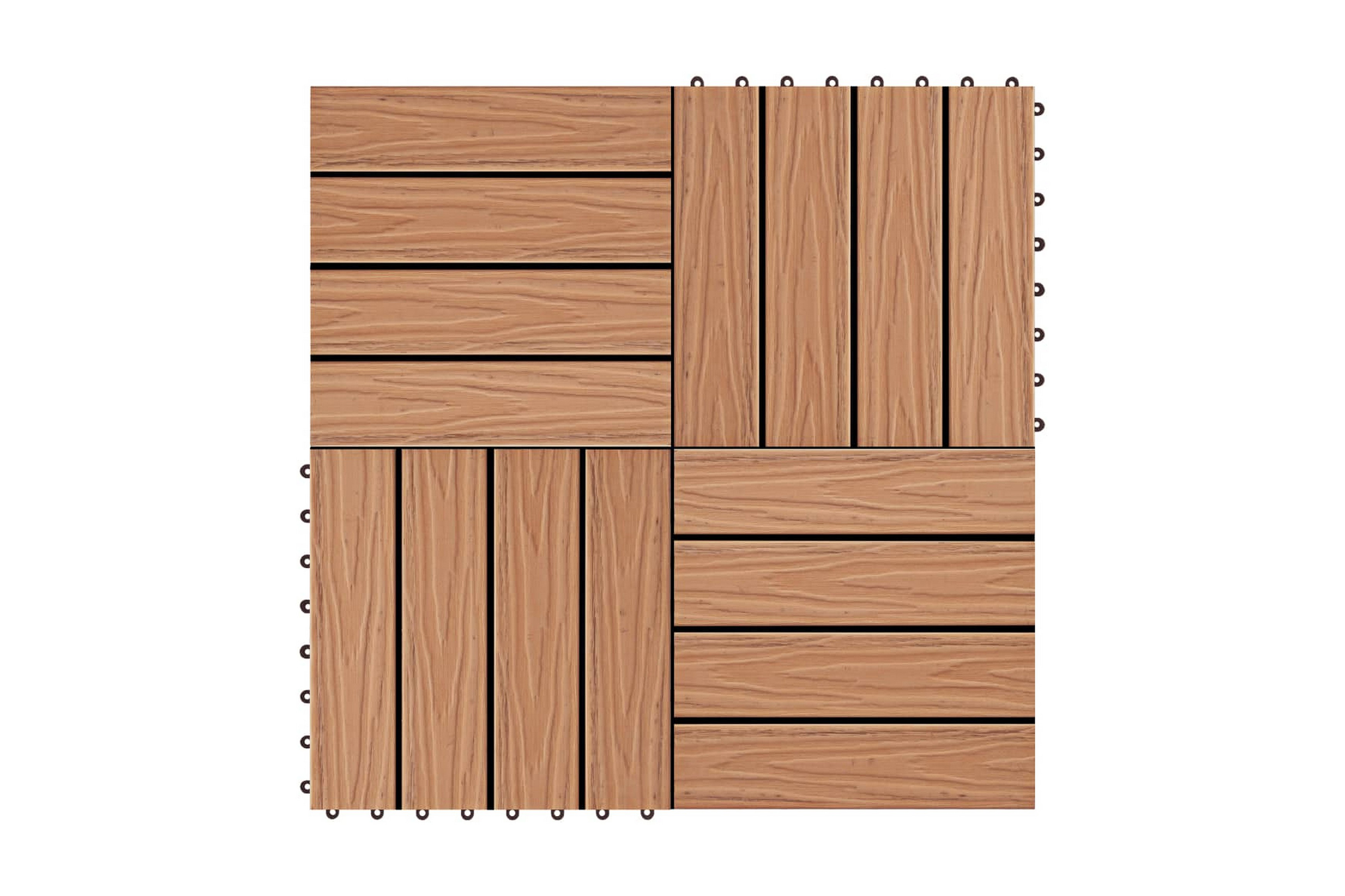 Trall 11 st djupt mönster WPC 30×30 cm 1 kvm teakfärg – Brun