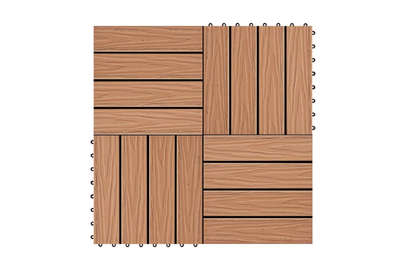 Trall 11 st djupt mönster WPC 30x30 cm 1 kvm teakfärg - Brun - Trall balkong
