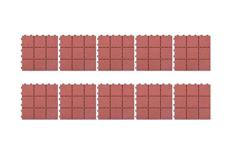 Trall 10 st röd 30,5x30,5 cm plast - Röd - Utemöbler - Balkong - Balkonggolv - Trall balkong