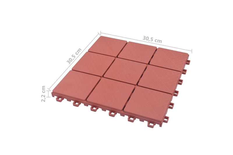 Trall 10 st röd 30,5x30,5 cm plast - Röd - Utemöbler - Balkong - Balkonggolv - Trall balkong