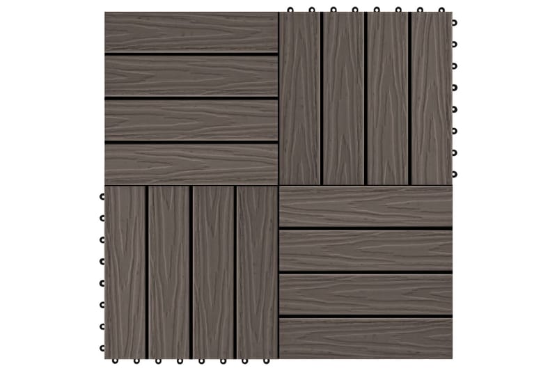 Trall 11 st djupt mönster WPC 30x30 cm 1 kvm mörkbrun - Brun - Utemöbler - Balkong - Balkonggolv - Trall balkong