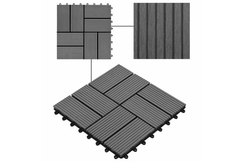 Trall 11 st WPC 30x30 cm 1 kvm grå - Grå - Trall balkong