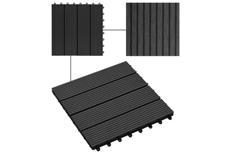 Trall 11 st WPC 30x30 cm 1 kvm svart - Svart - Trall balkong