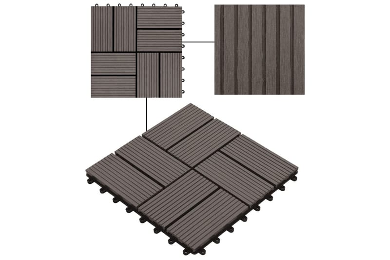 Trall 22 st 30x30 cm 2 kvm WPC mörkbrun - Brun - Utemöbler - Balkong - Balkonggolv - Trall balkong