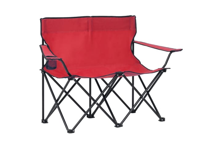 2-sits hopfällbar campingstol stål och tyg röd - Strandstol - Brassestol & campingstol - Balkongstolar