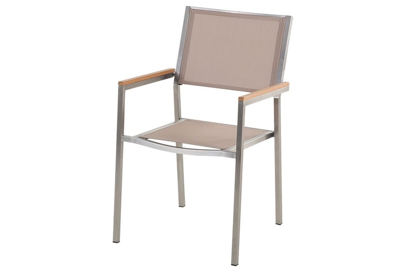 BACOLI Karmstol Utomhus 4 st Beige/Silver - Utemöbler - Balkong - Balkongmöbler - Balkongstolar