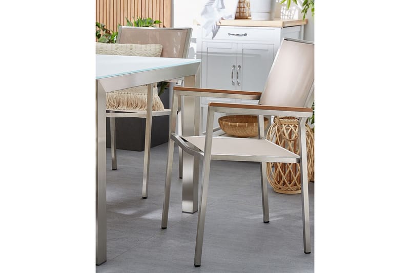 BACOLI Karmstol Utomhus 4 st Beige/Silver - Utemöbler - Balkong - Balkongmöbler - Balkongstolar