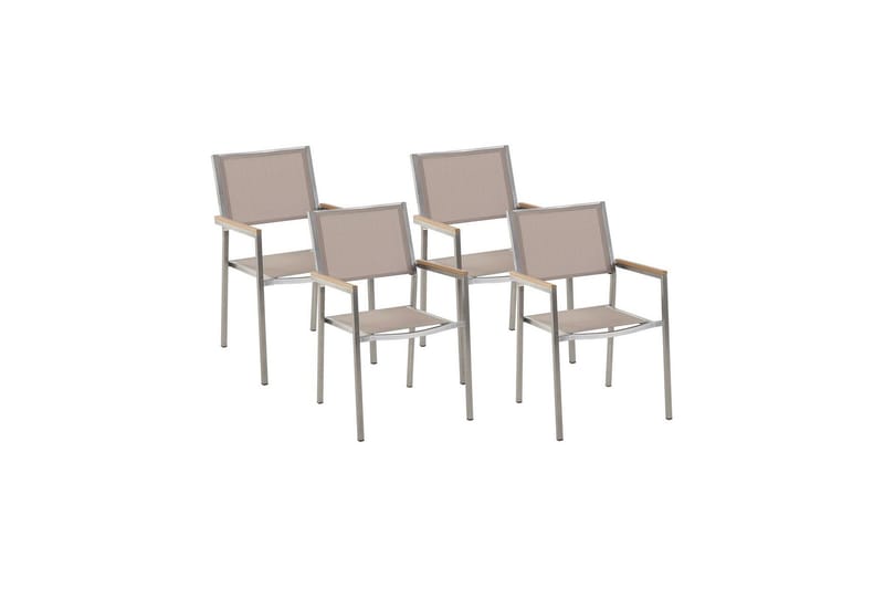 BACOLI Karmstol Utomhus 4 st Beige/Silver - Utemöbler - Balkong - Balkongmöbler - Balkongstolar