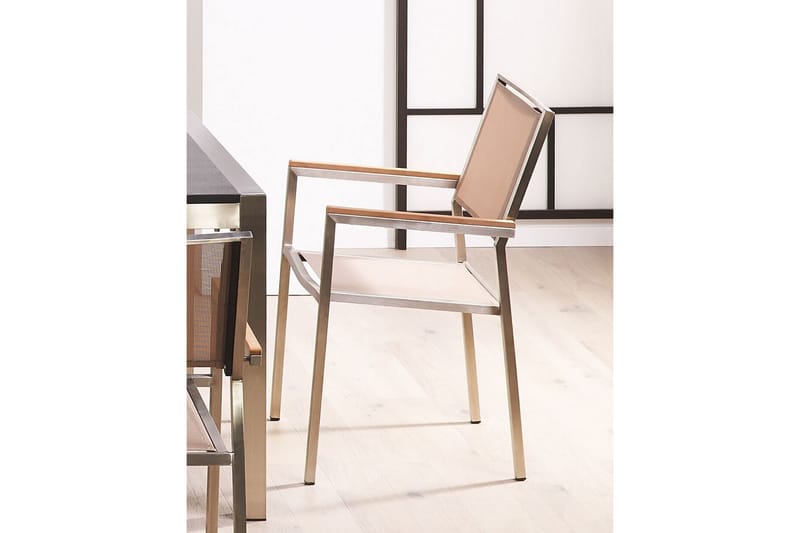 BACOLI Karmstol Utomhus 4 st Beige/Silver - Utemöbler - Balkong - Balkongmöbler - Balkongstolar