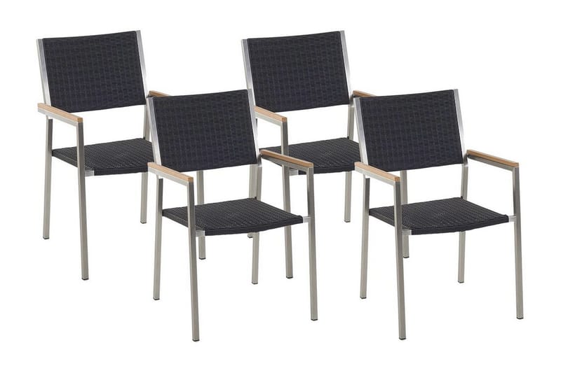 BACOLI Karmstol Utomhus 4 st Svart/Silver - Utemöbler - Balkong - Balkongmöbler - Balkongstolar