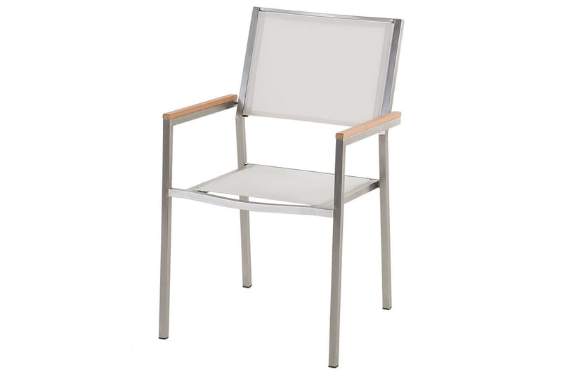 BACOLI Karmstol Utomhus  Vit/Silver/Brun - Utemöbler - Balkong - Balkongmöbler - Balkongstolar