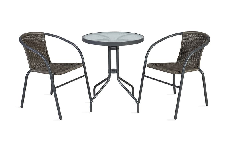 Balkong set BISTRO bord och 2 stolar D60xH70 grå - Caféset - Balkonggrupper